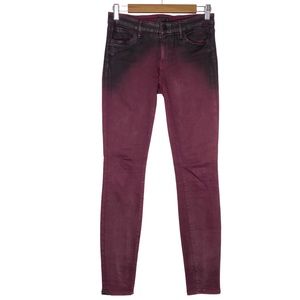 Koral Merlot Suede with Oil Ombre Stretchy Skinny Jeans